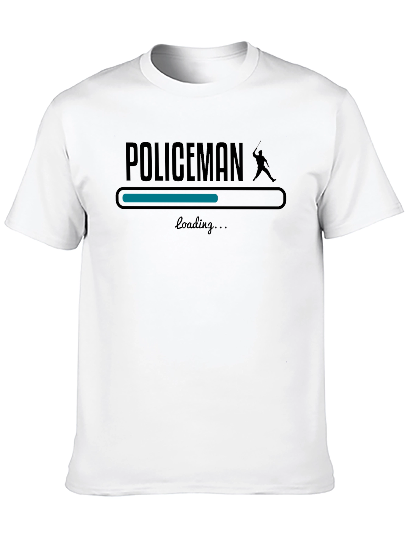 Black Policeman Loading Graphic Tee - Black Cotton T-Shirt view 10