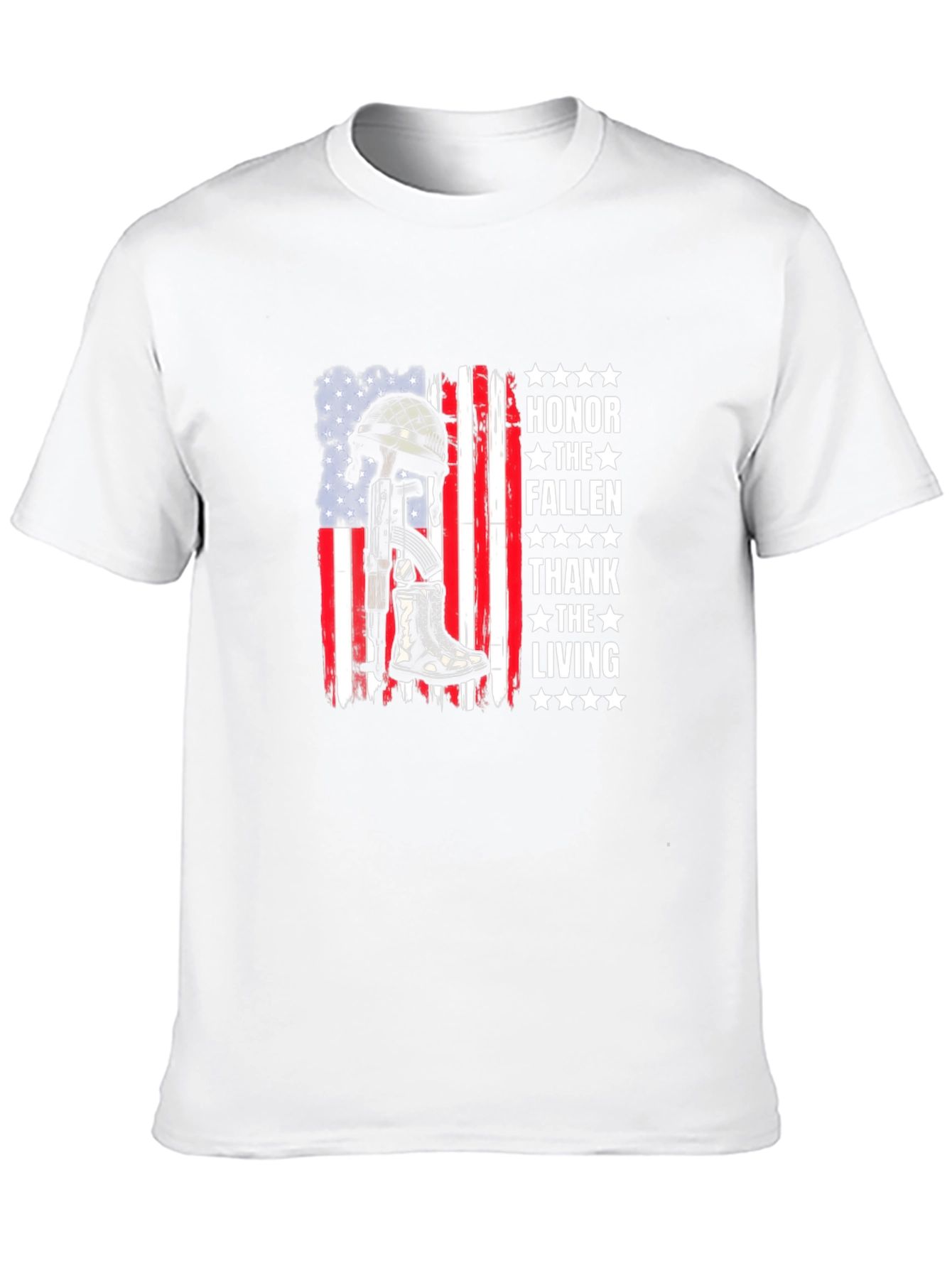 Honor Fallen Thank Living American Flag T-Shirt - 10