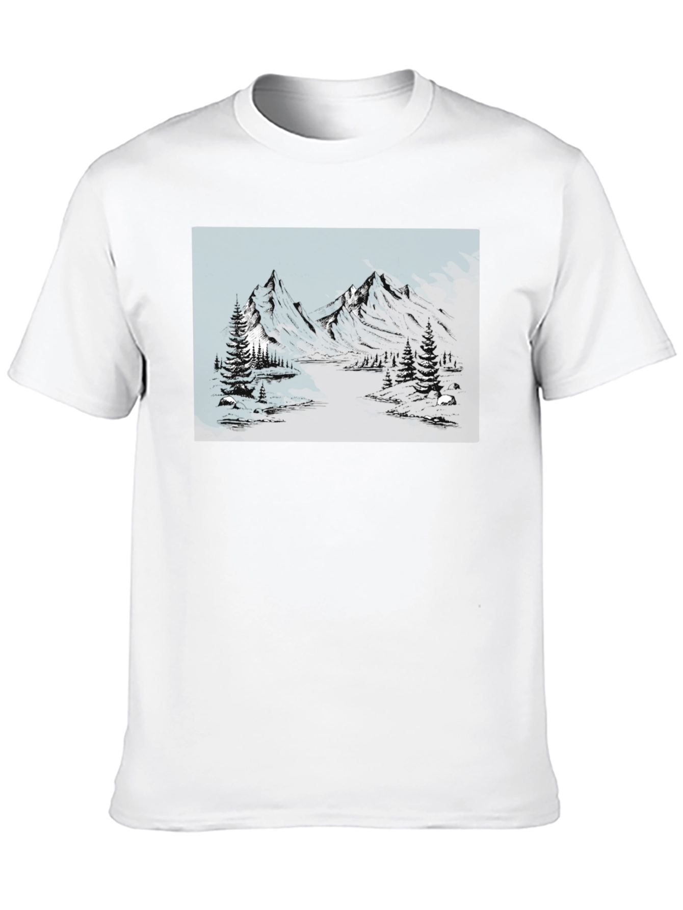 Black Mountain Landscape Graphic Tee - Black Cotton Blend view 10