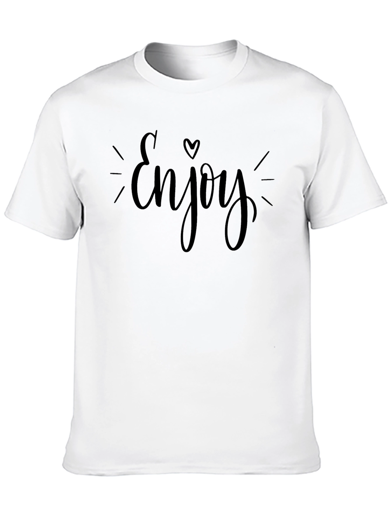 Black Enjoy Heart Graphic Tee - Modern Casual T-Shirt view 10