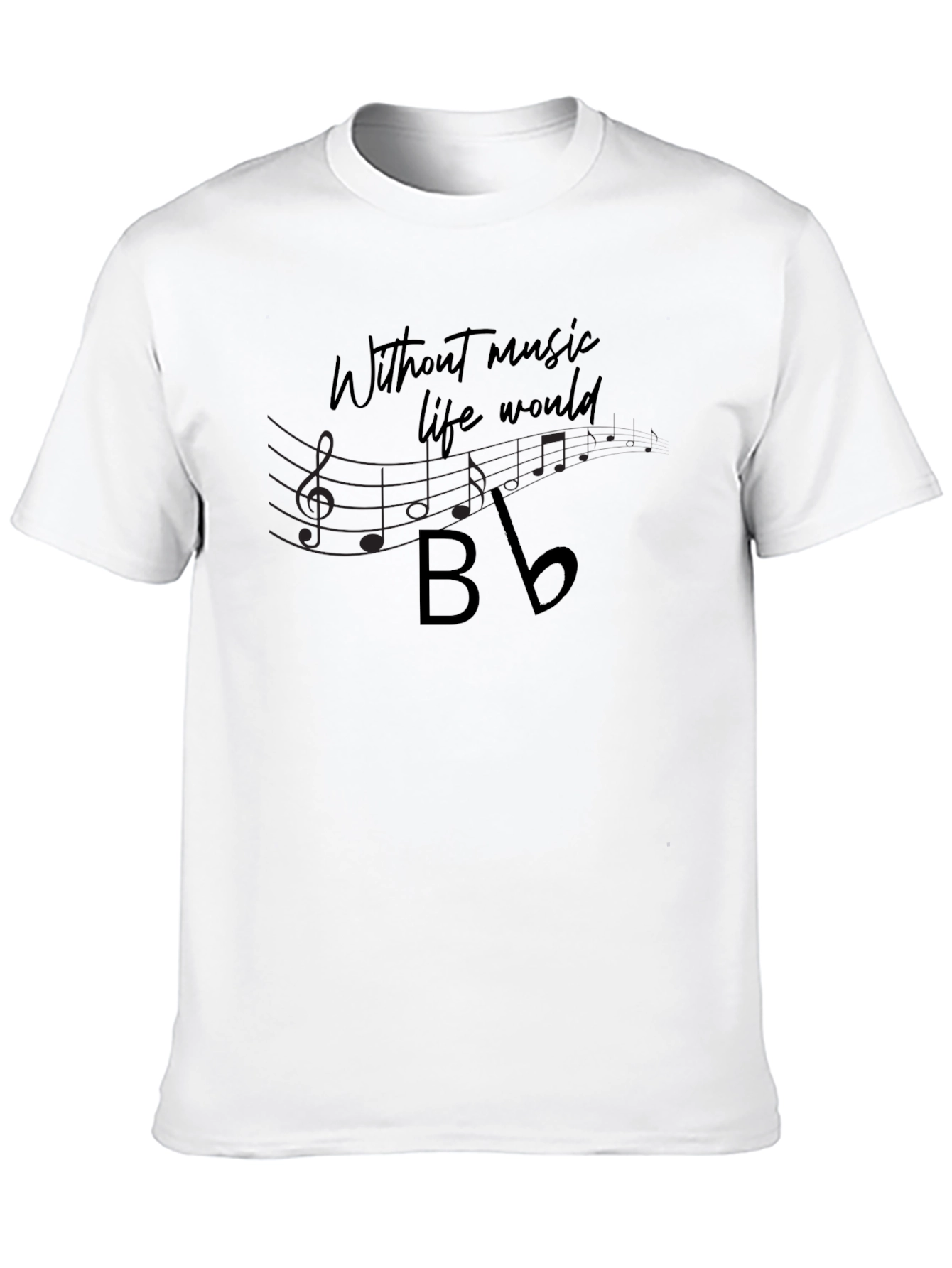 Black Music Lover's T-Shirt - Without Music Life Would B Flat view 10