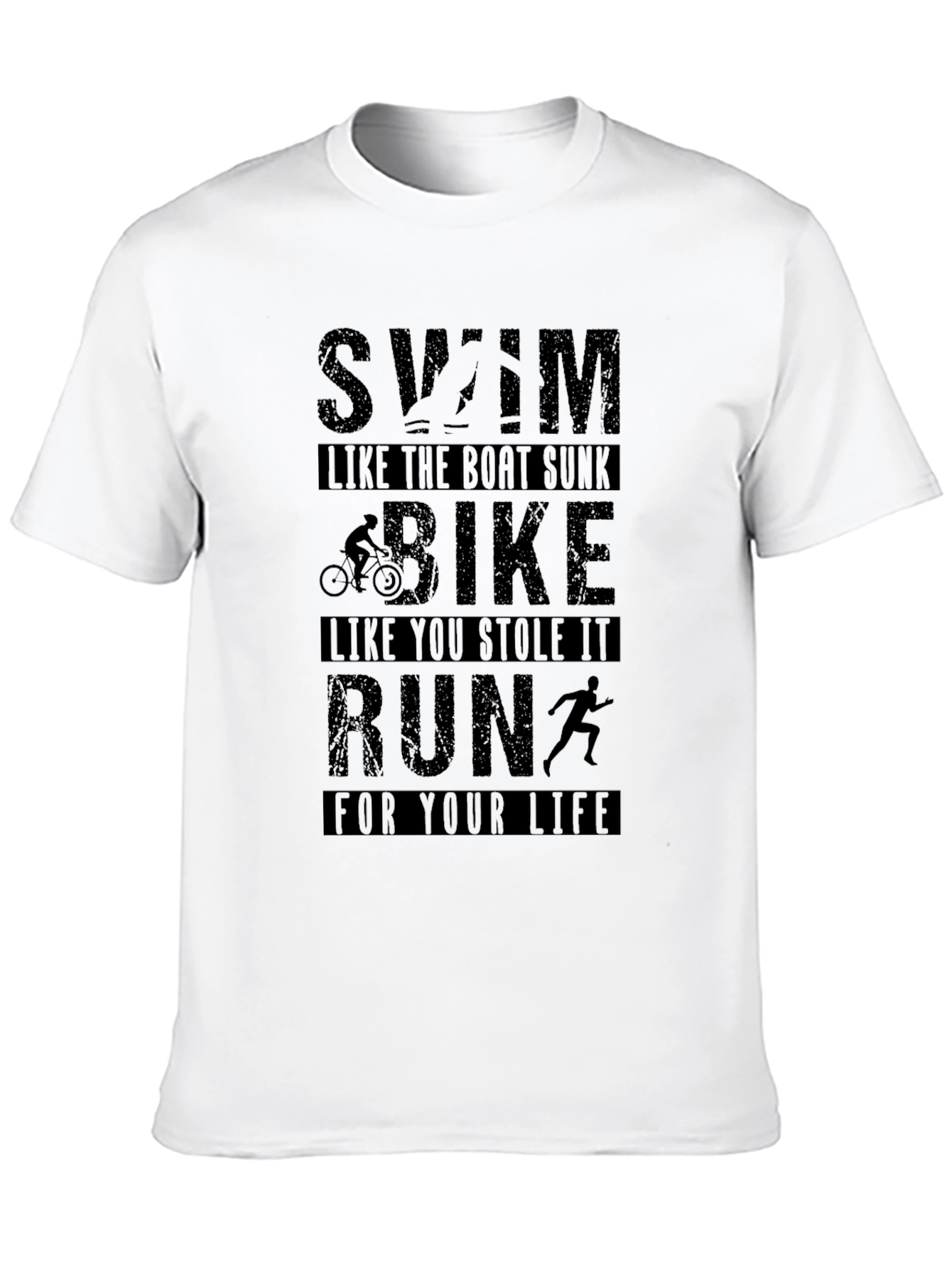 Black Swim Bike Run Graphic T-Shirt - Black view 10