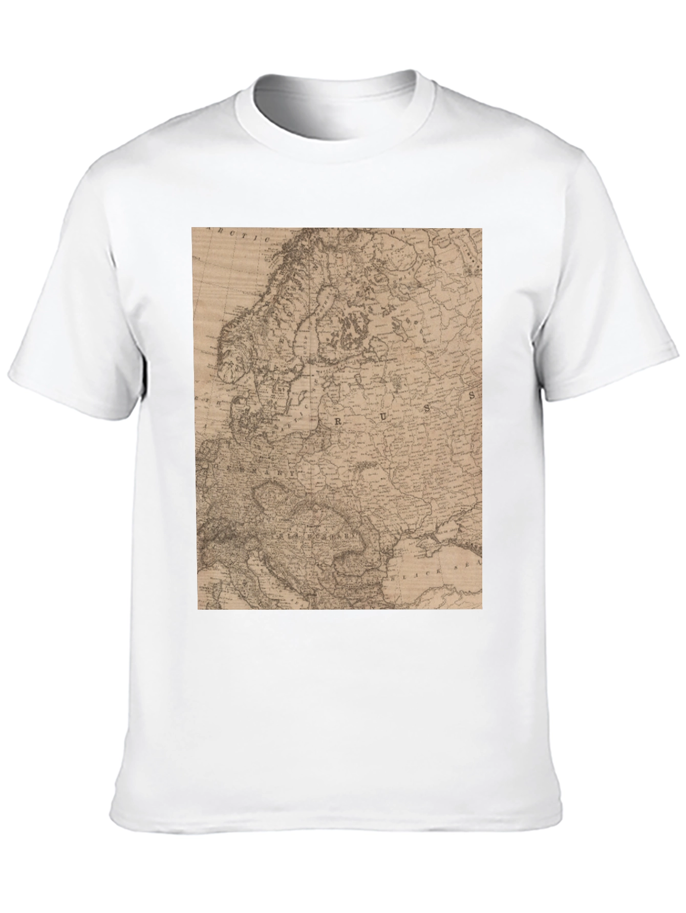 Vintage Map Graphic Tee - Retro Style Black T-Shirt - 10