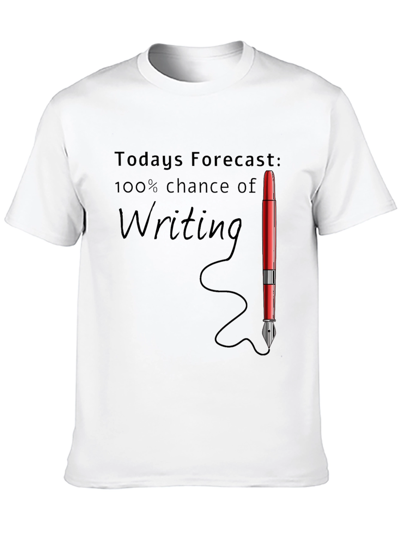 Black Writer's Forecast T-Shirt - 100% Chance of Writing! view 10