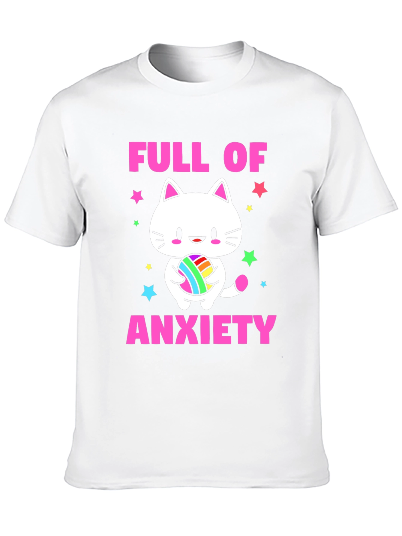 Black Full of Anxiety Cat T-Shirt view 10
