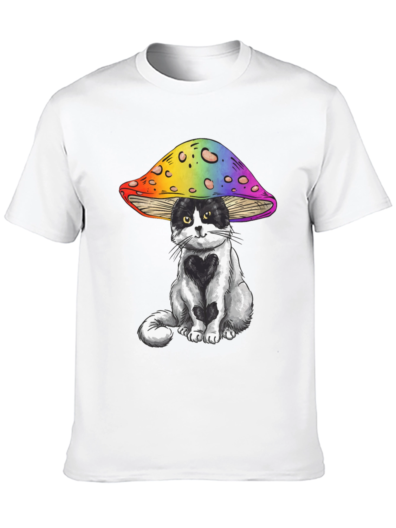 Black Cat Under Mushroom Graphic T-Shirt view 10