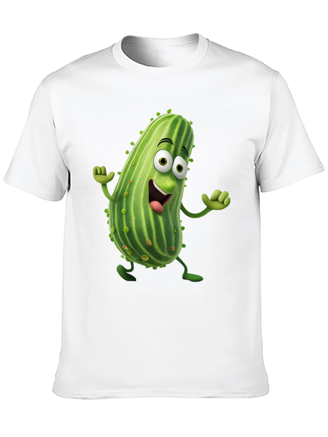 Black Funny Pickle Cartoon Black T-Shirt view 10