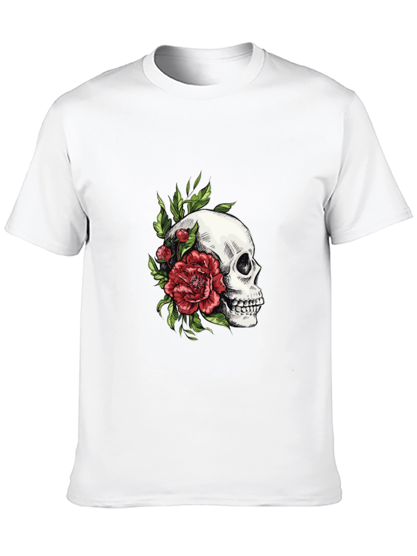 Black Skull & Rose Graphic T-Shirt - Edgy Style view 10