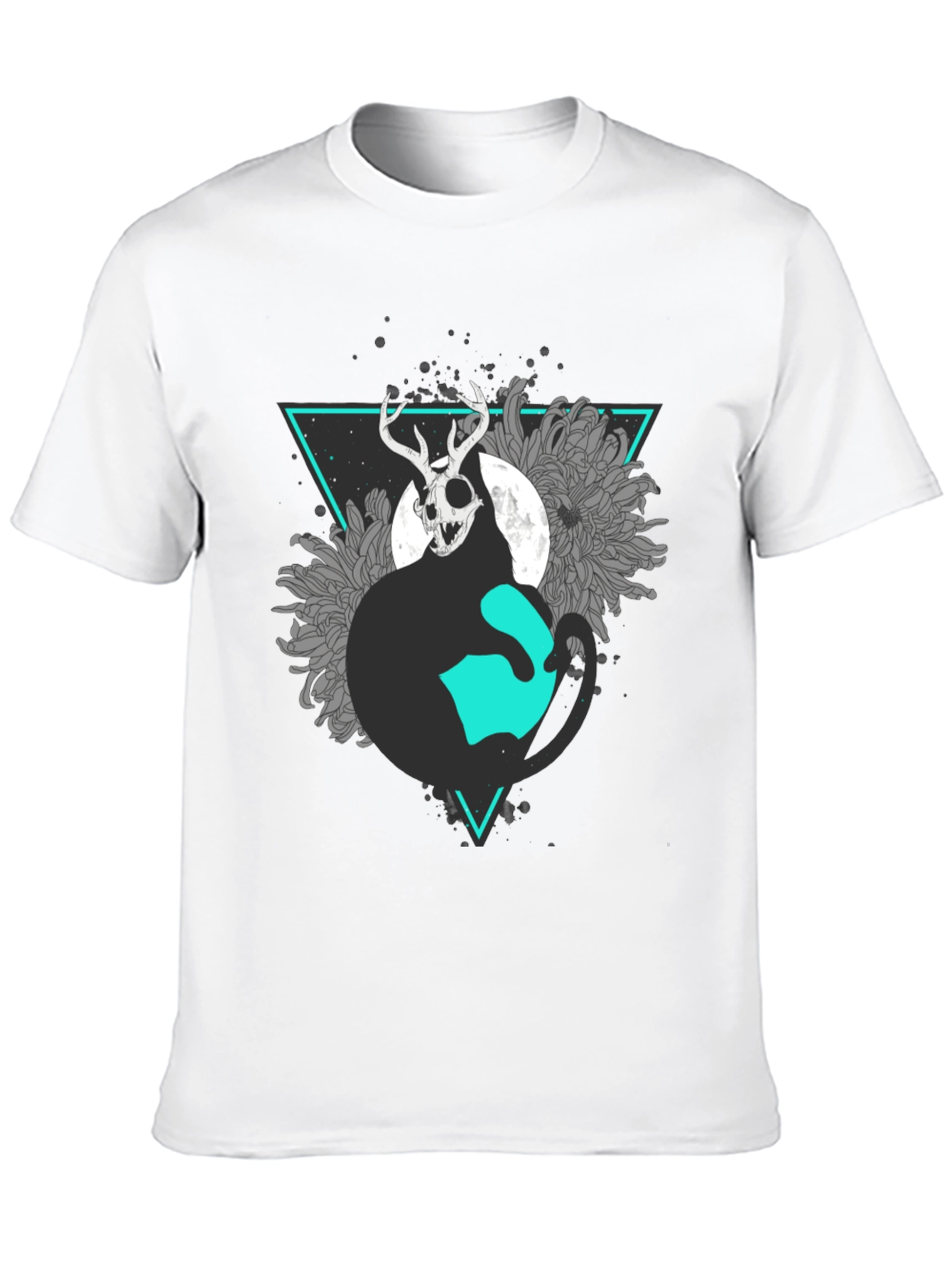 Black Mystic Cat Skull Graphic Tee view 10