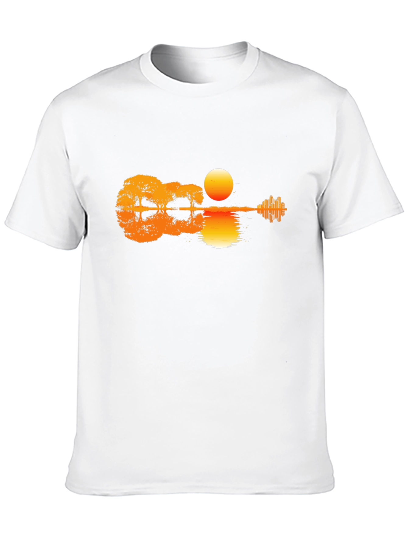 Black Sunset Guitar T-Shirt - Music & Nature Design view 10