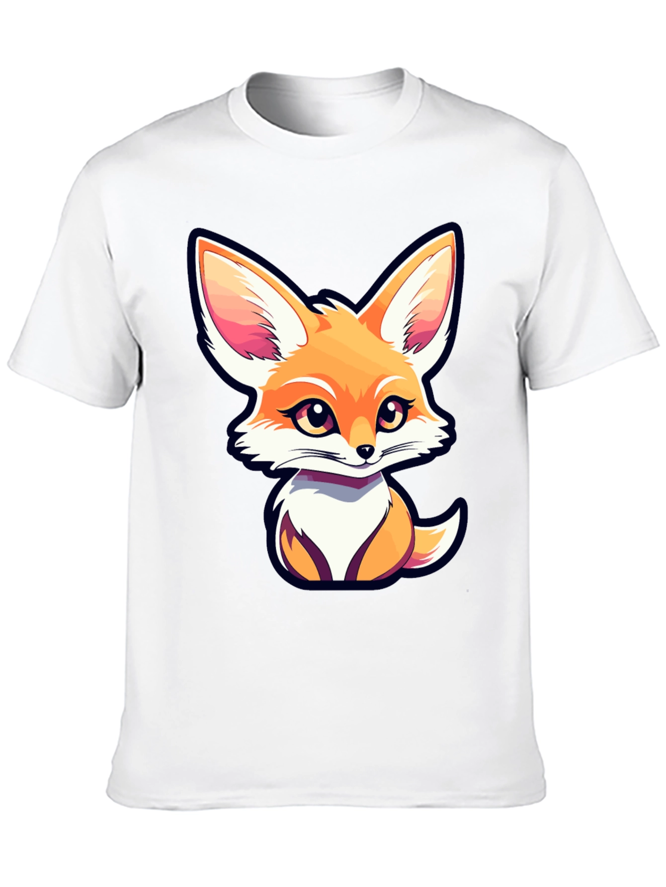 Black Cute Fox Graphic Tee - Unisex Black T-Shirt view 10