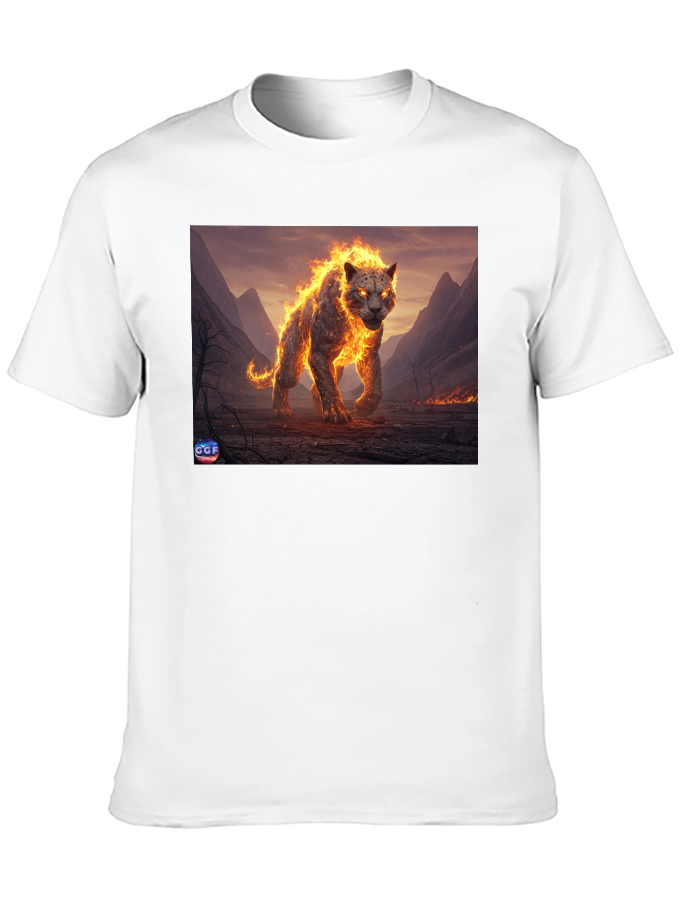 Black Fiery Panther Graphic Tee - Black Cotton Blend view 10