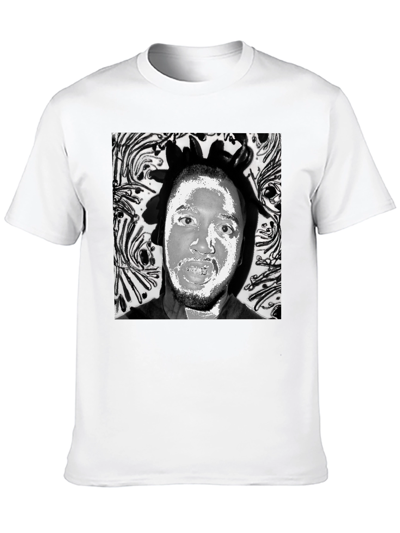 Black Black T-Shirt with Artistic Face Graphic view 10