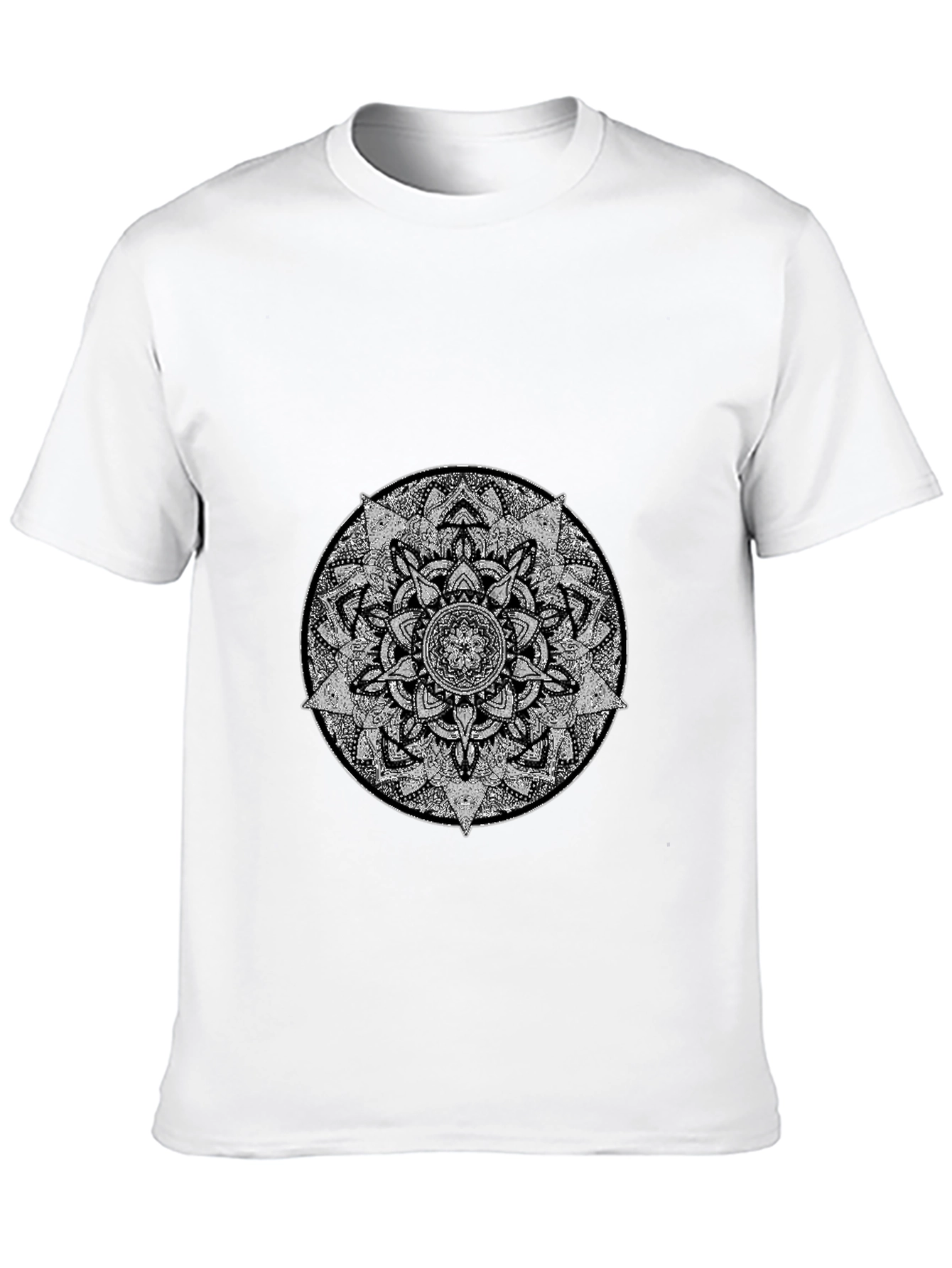Men's Black T-Shirt with Mandala Graphic - 10