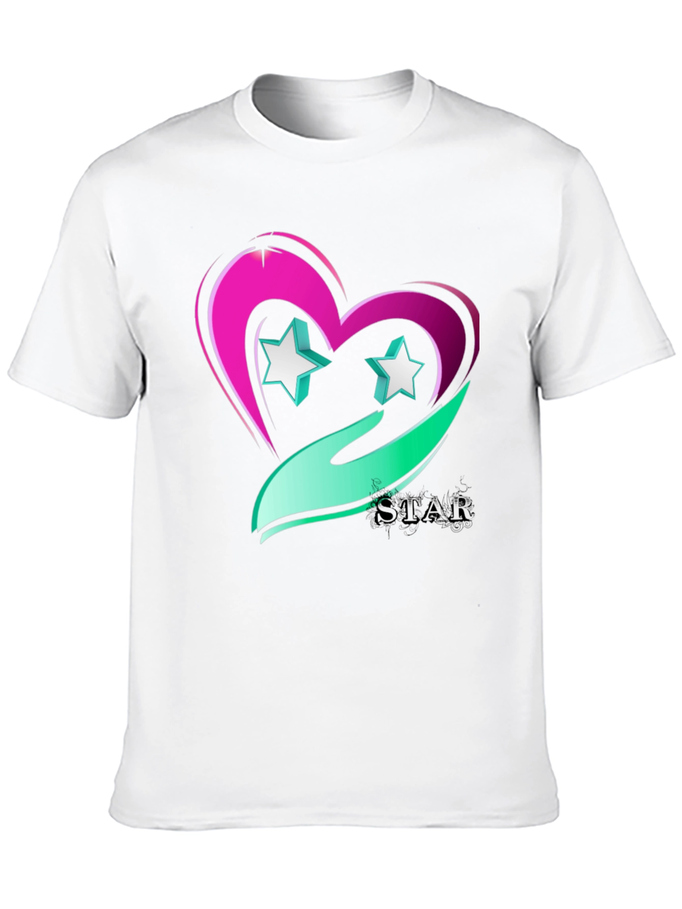 Black Star Heart Graphic Tee - Trendy Casual Wear view 10