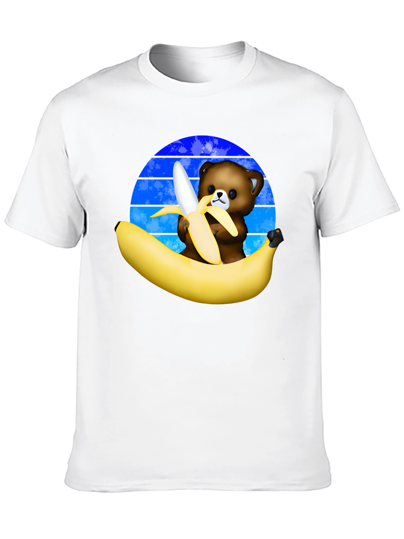Black Funny Bear Eating Banana Graphic T-Shirt view 10