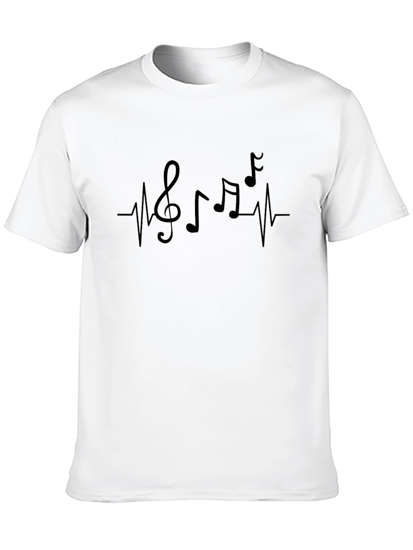 Black Music Heartbeat Graphic Tee - Black Cotton Casual T-Shirt view 10