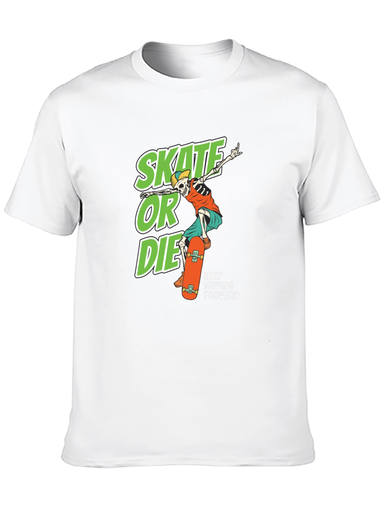 Black Skate or Die Graphic Tee - Cool Skateboarder Skeleton T-Shirt view 10