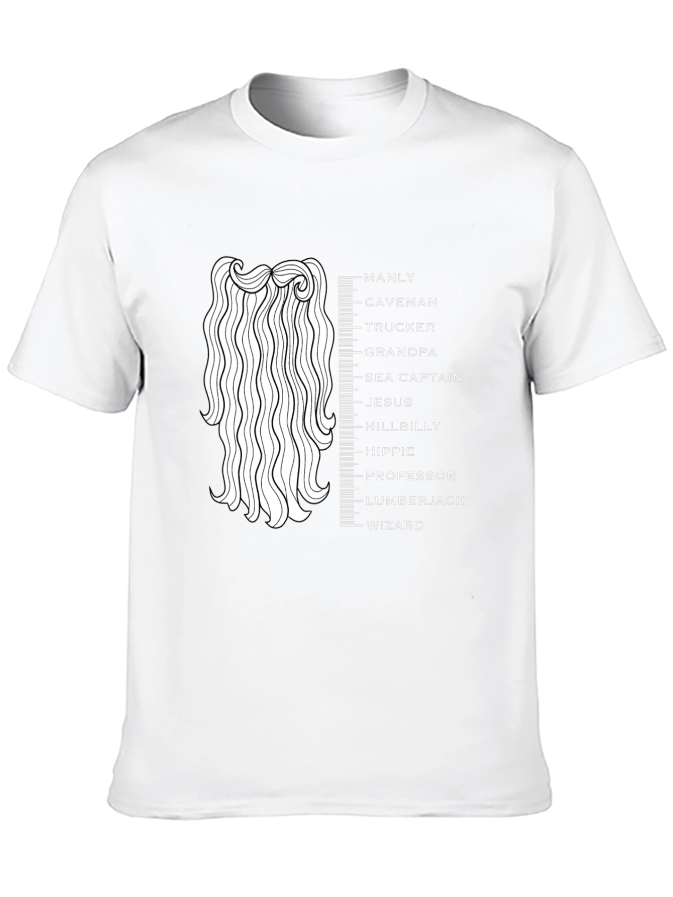 Black Funny Beard Length Scale Men's Graphic T-Shirt view 10