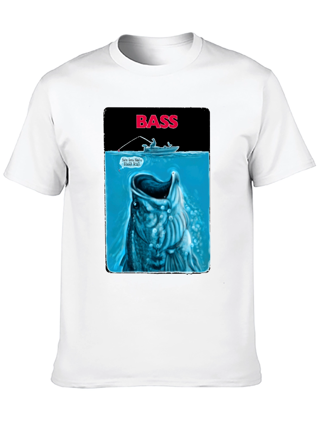 Black Bass Fishing Graphic T-Shirt - Jaws Parody view 10