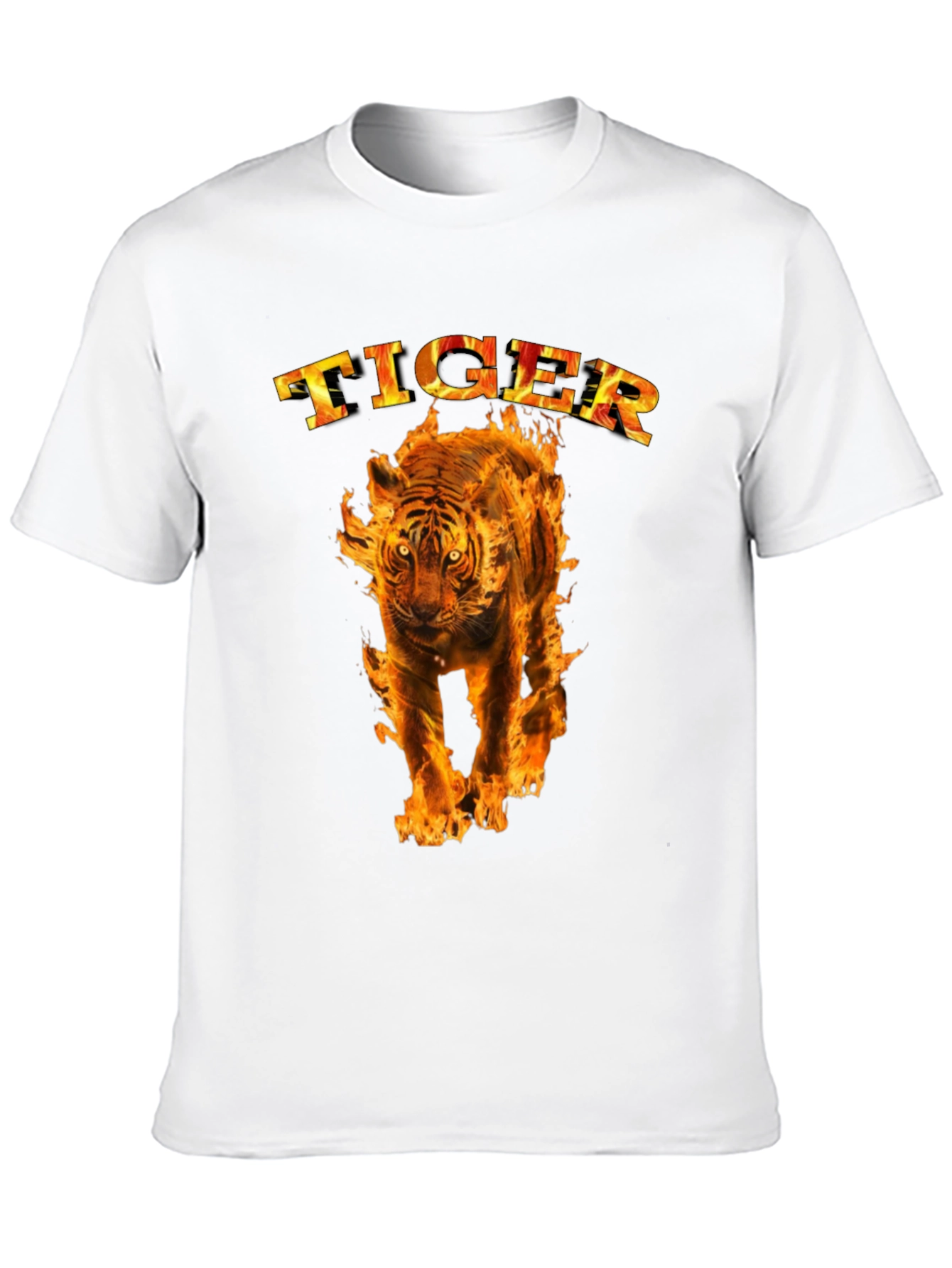 Black Fiery Tiger Graphic Tee - Bold Black T-Shirt view 10