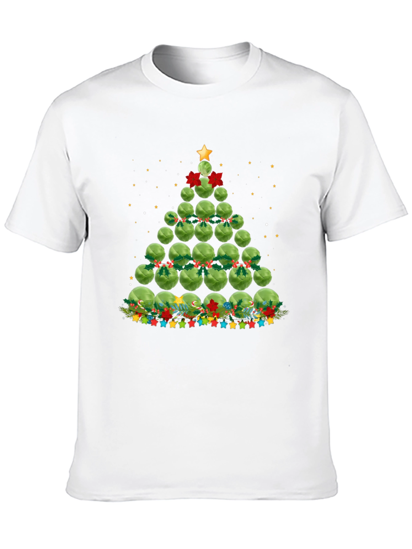 Black Brussels Sprouts Christmas Tree Holiday T-Shirt view 10