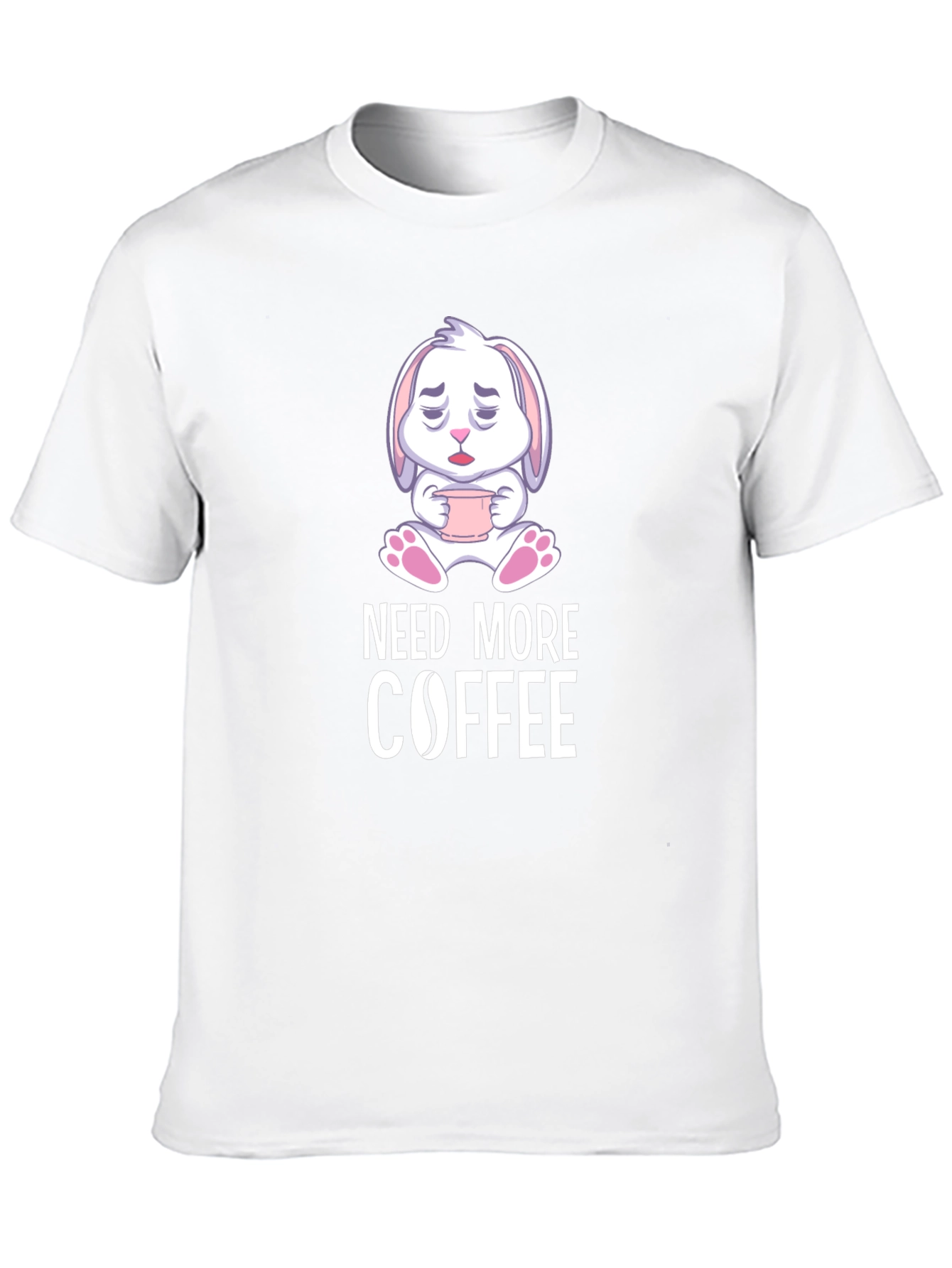 Black Need More Coffee T-Shirt - Cute Bunny Design view 10
