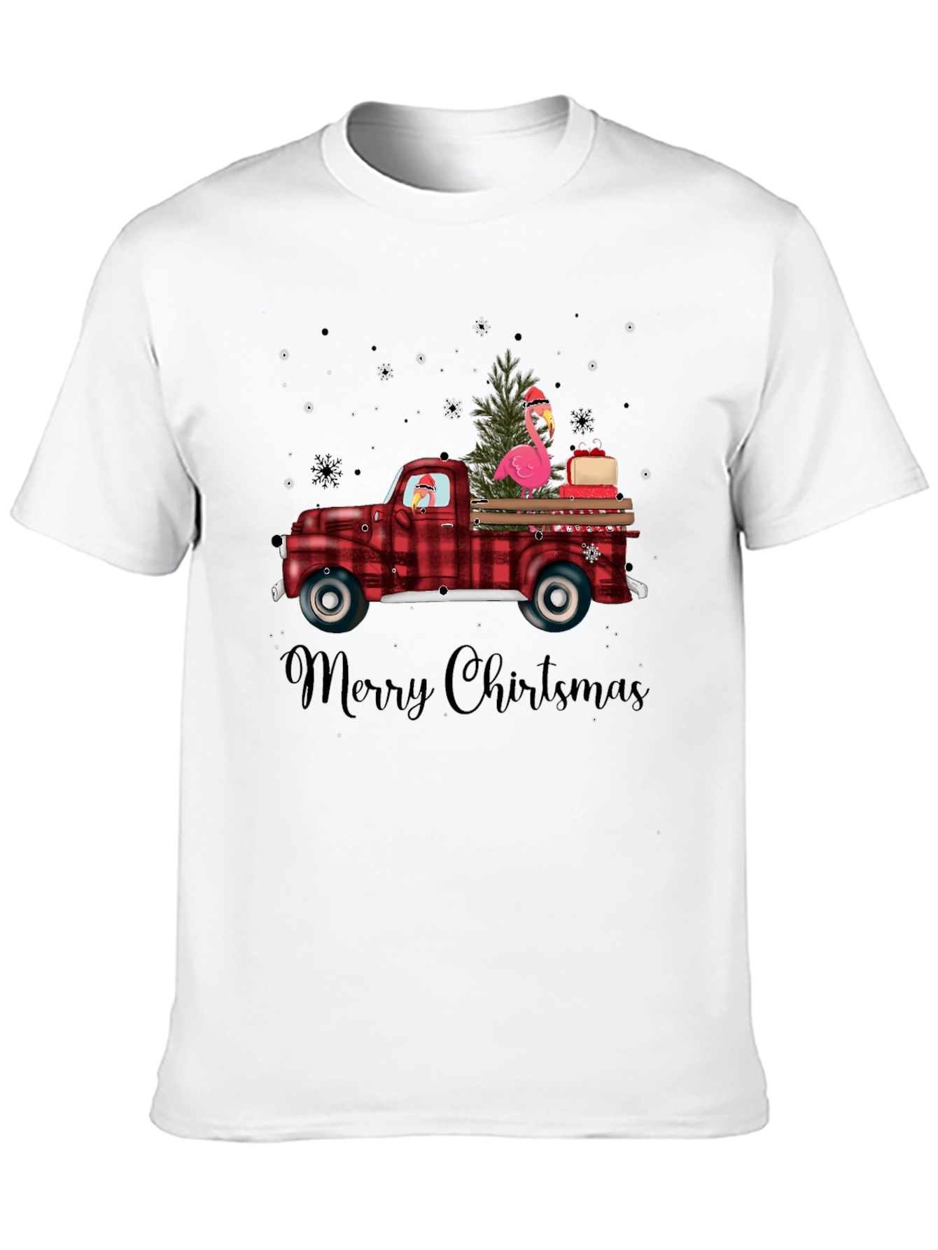 Black Christmas Flamingo Truck Tee view 10