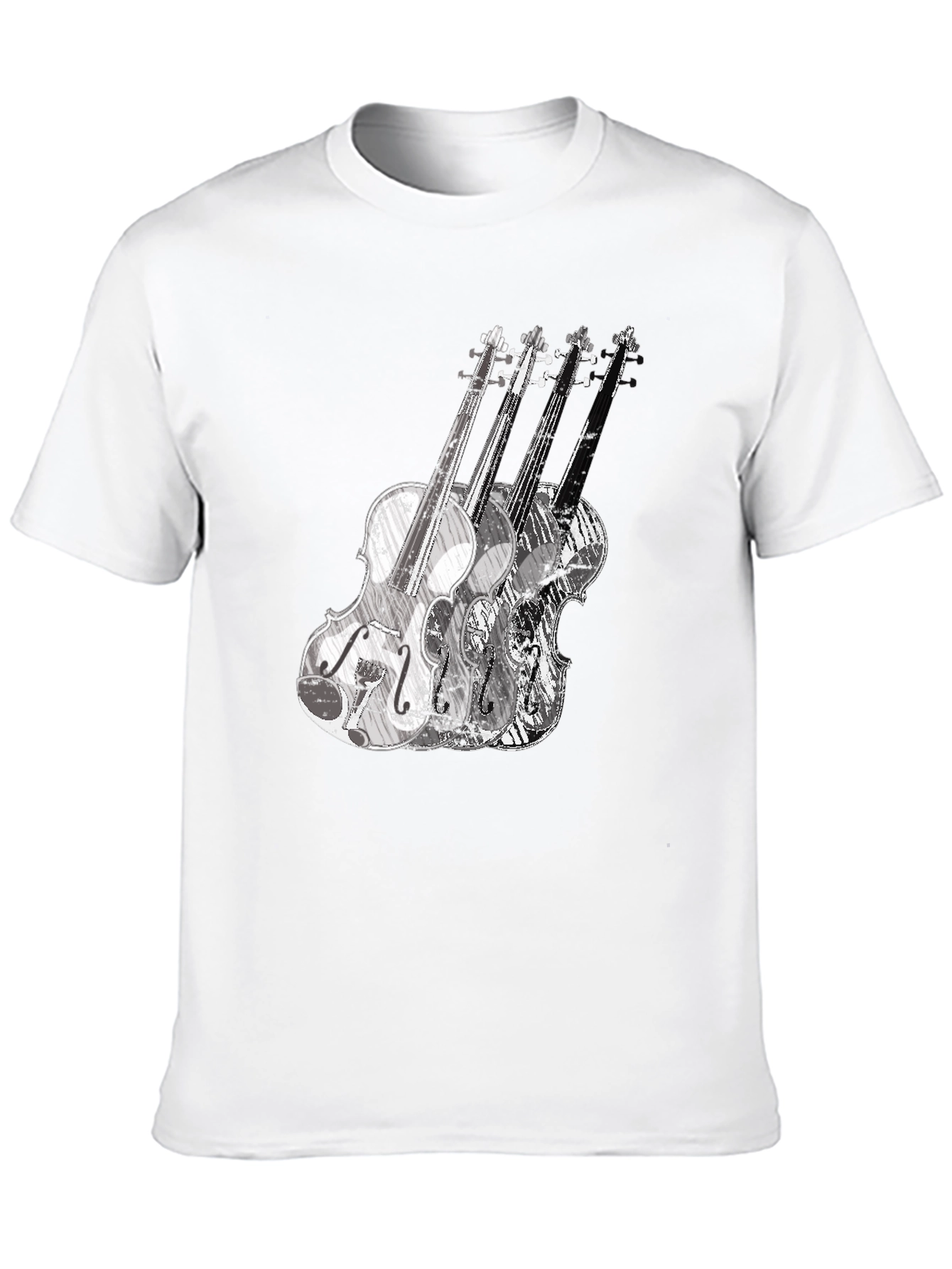 Black Musical Violin Graphic Tee - Black Crew Neck T-Shirt view 10