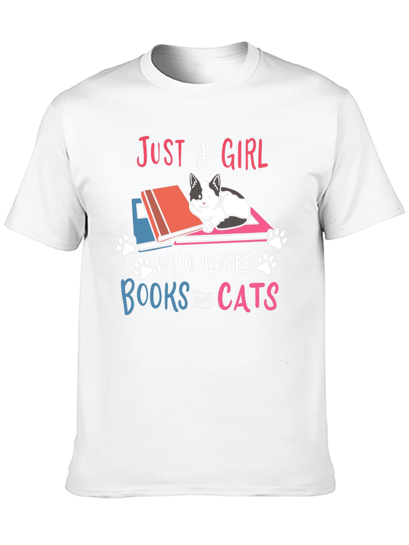 Black Just A Girl Who Loves Books and Cats T-Shirt view 10