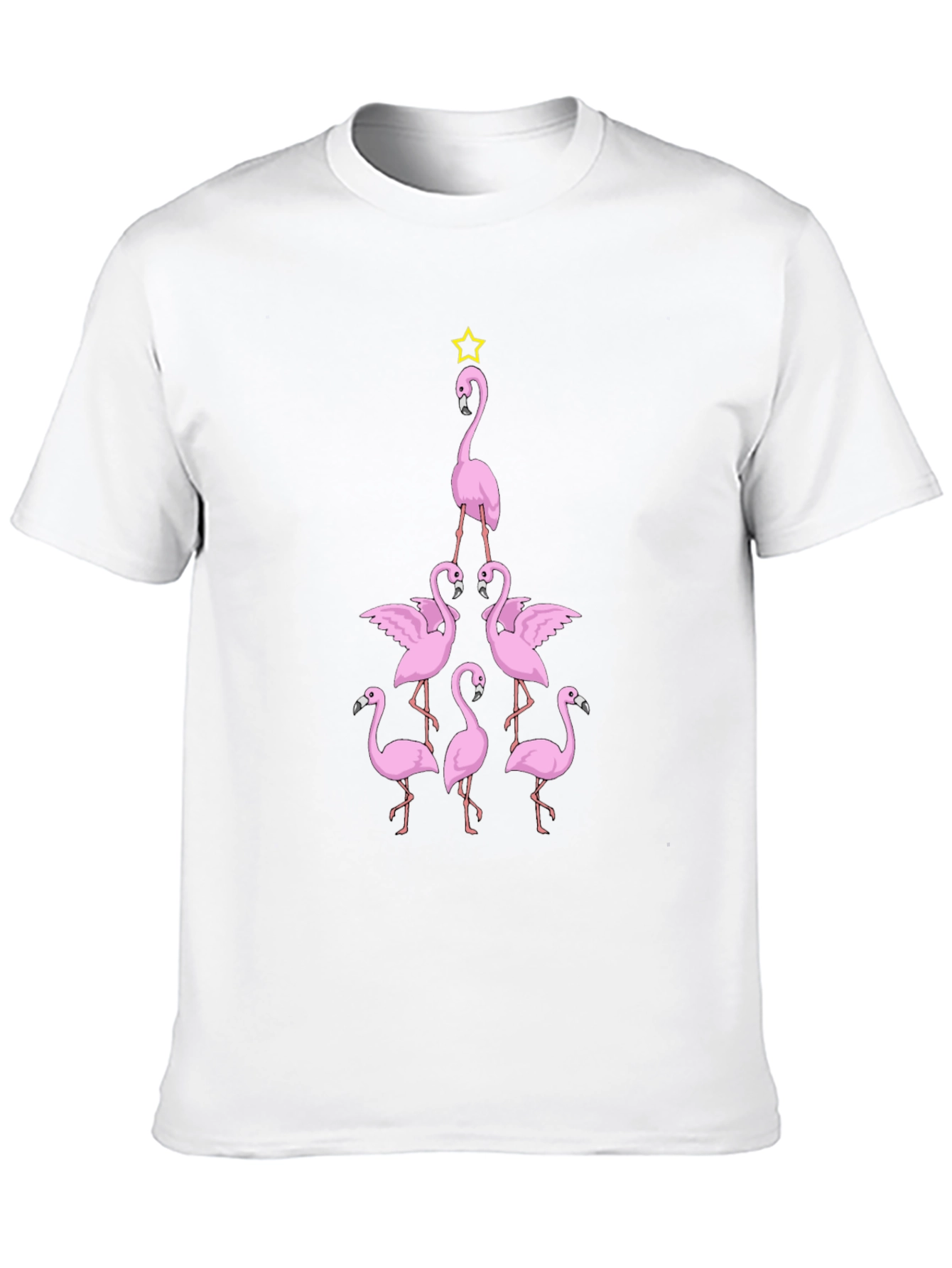 Black Flamingo Christmas Tree Graphic T-Shirt view 10