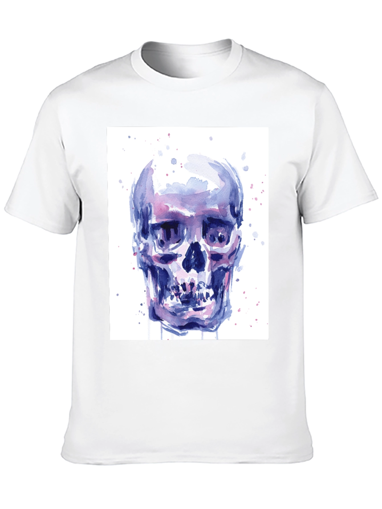 Black Watercolor Skull Graphic Tee - Artistic Print view 10