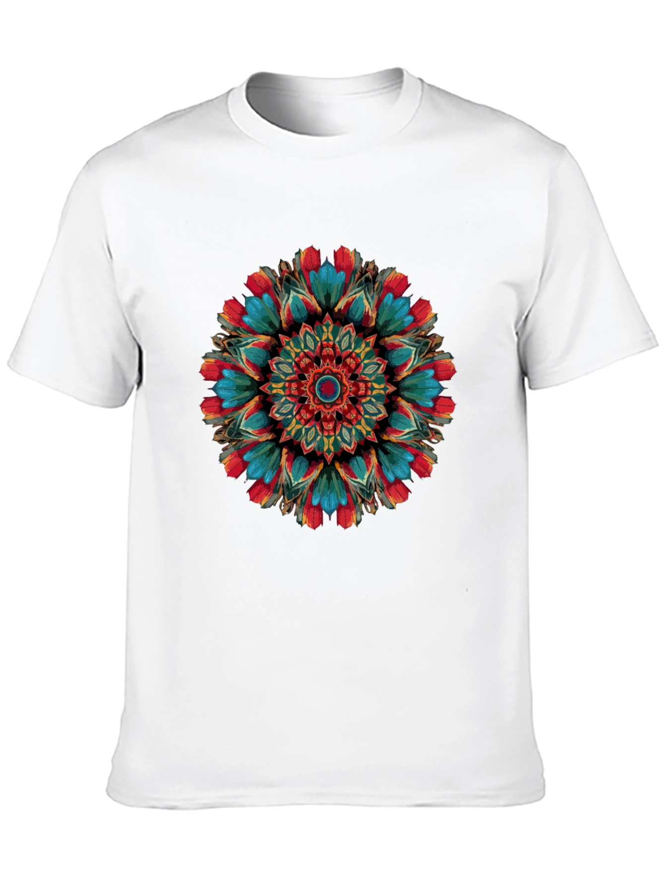 Black Vibrant Mandala Graphic Print Black T-Shirt view 10