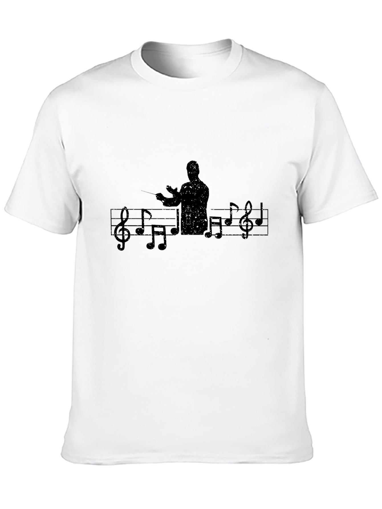 Black Conductor Music Notes Graphic T-Shirt - Black view 10