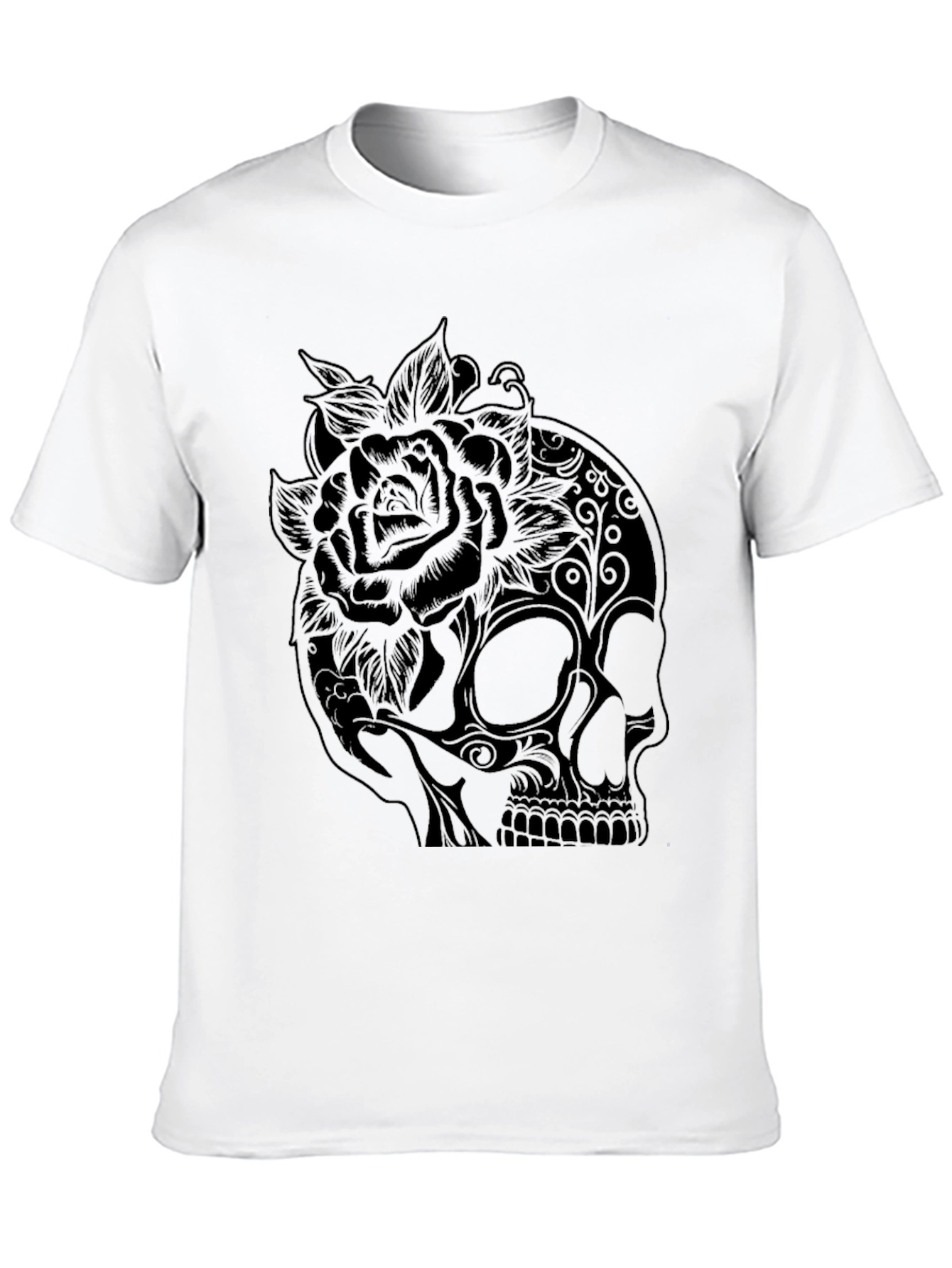 Black Skull and Rose Graphic Tee - Black view 10