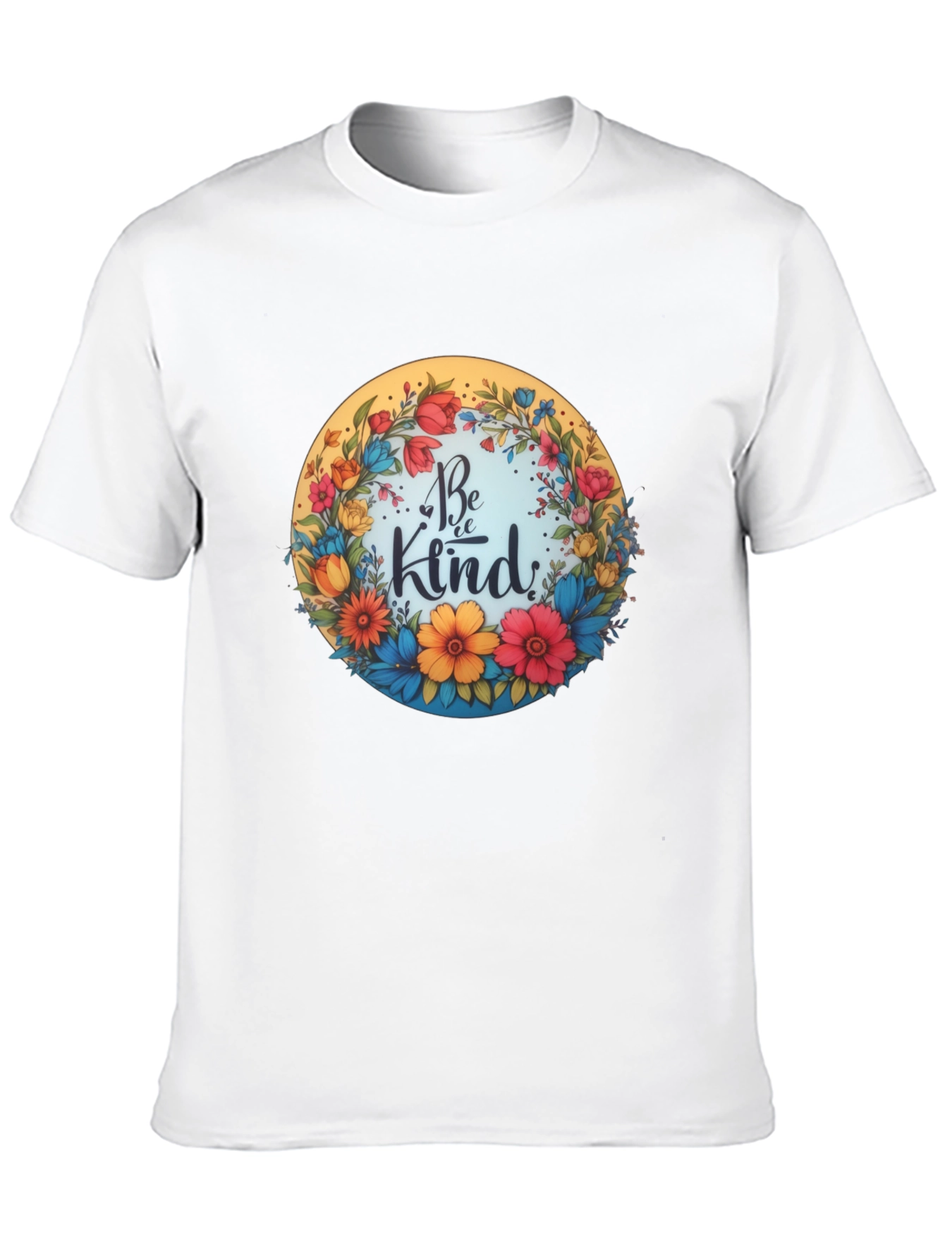 Black Be Kind Floral Wreath Graphic Tee - Black view 10