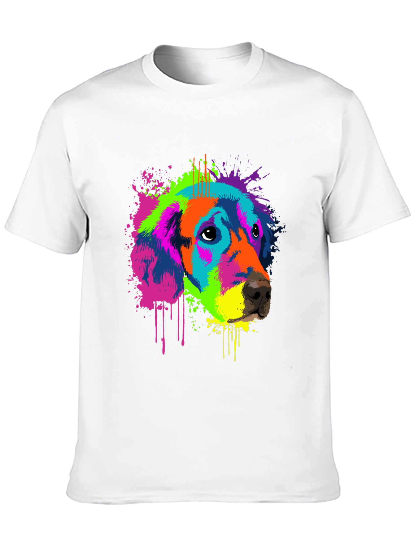 Black Vibrant Dog Graphic Tee - Men's Black T-Shirt view 10