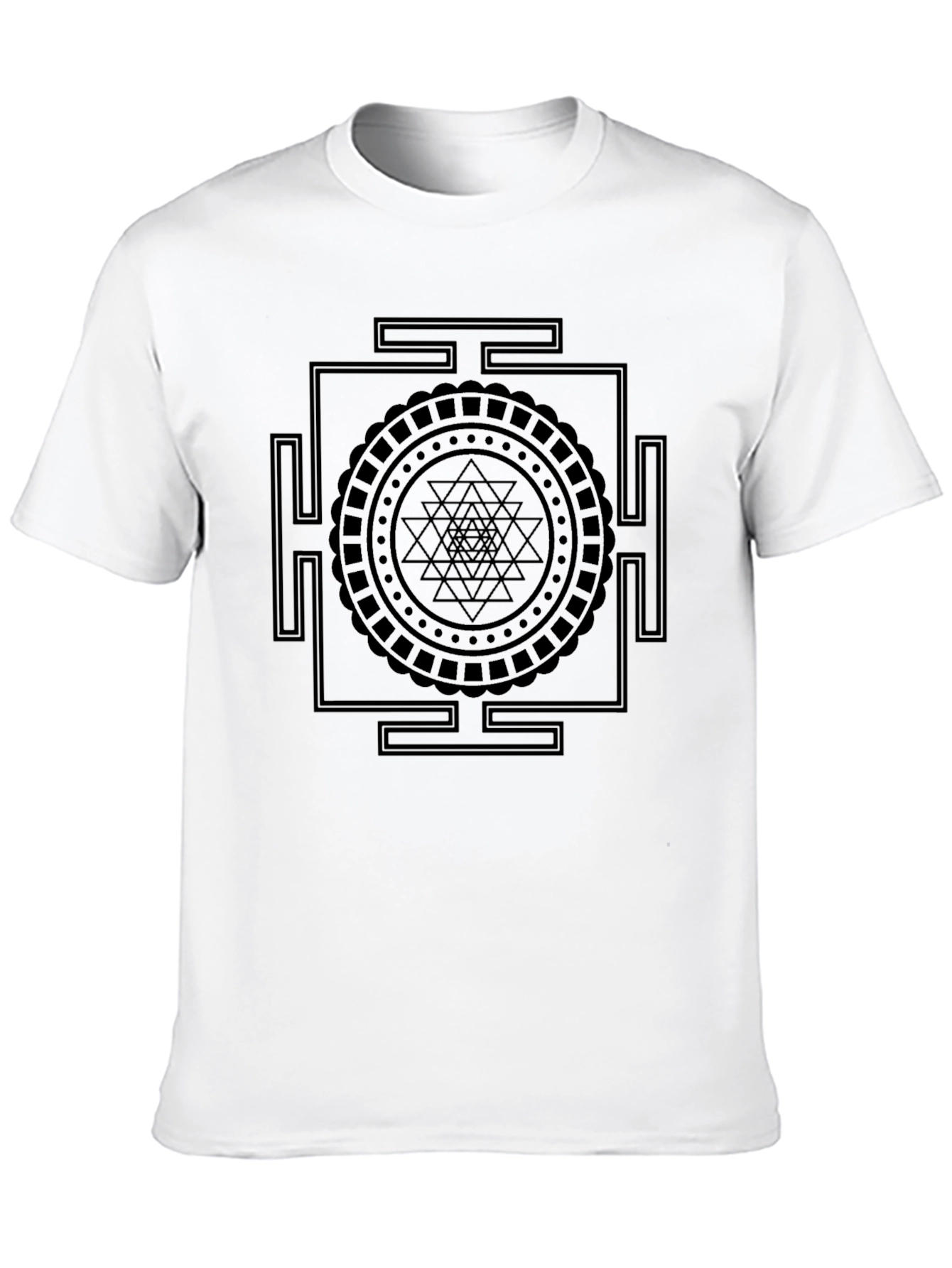 Black Geometric Design Black T-Shirt view 10