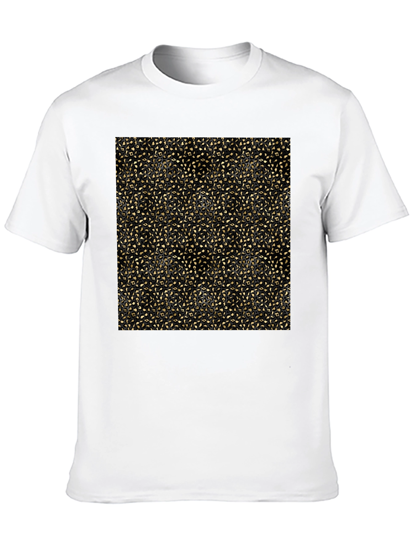Black Elegant Gold Pattern Black T-Shirt view 10