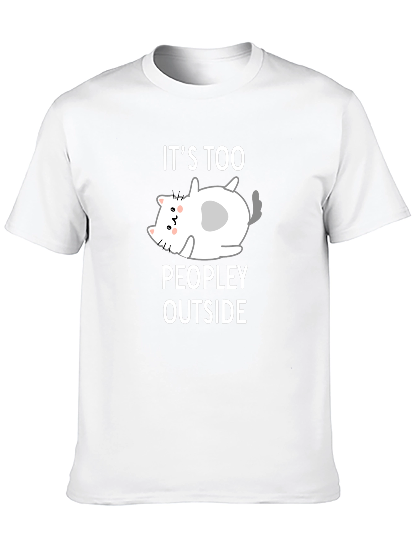 Black Funny Cat Lover T-Shirt - It's Too Peopley Outside view 10