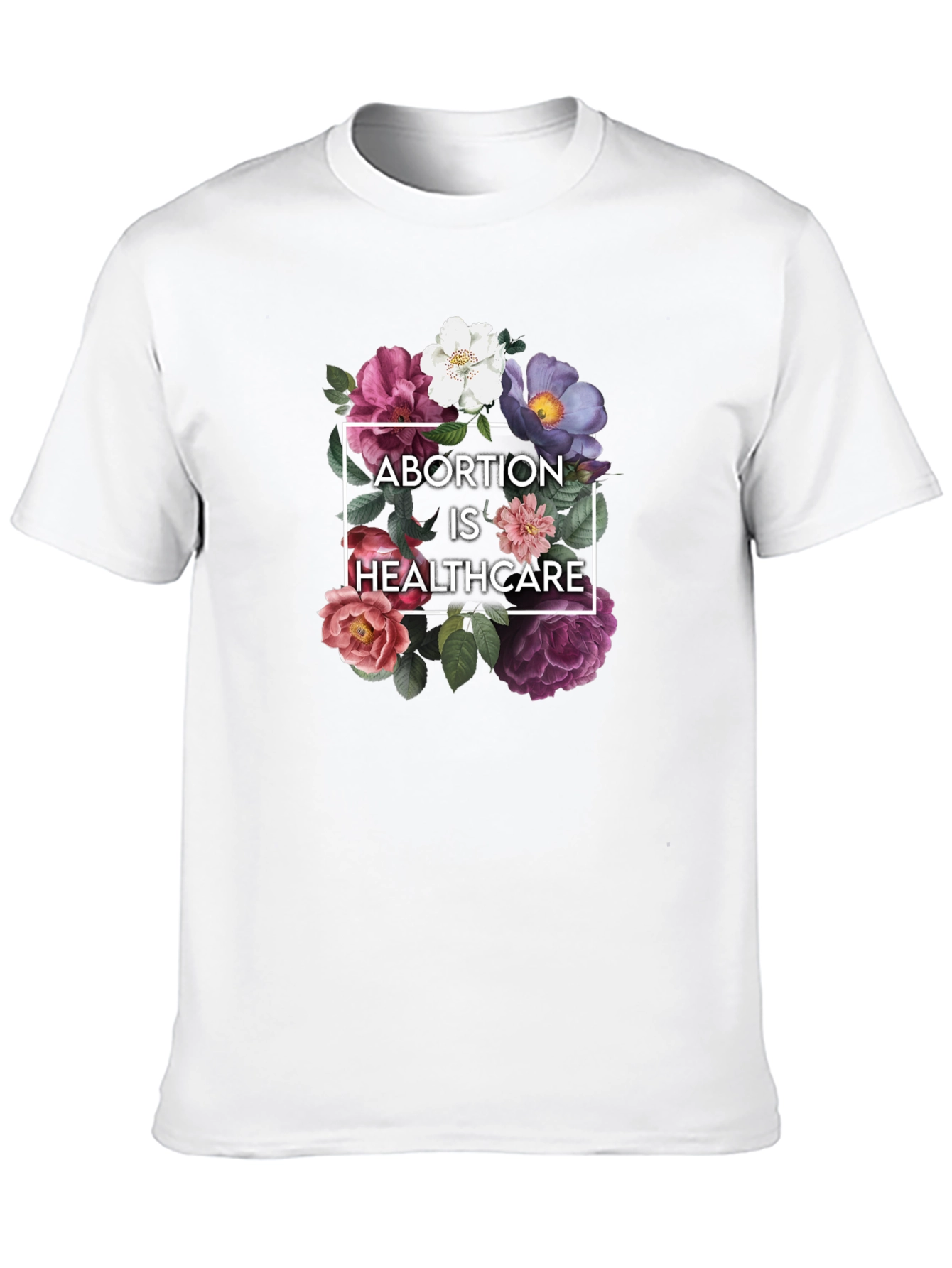 Black Floral Abortion is Healthcare Black T-Shirt view 10