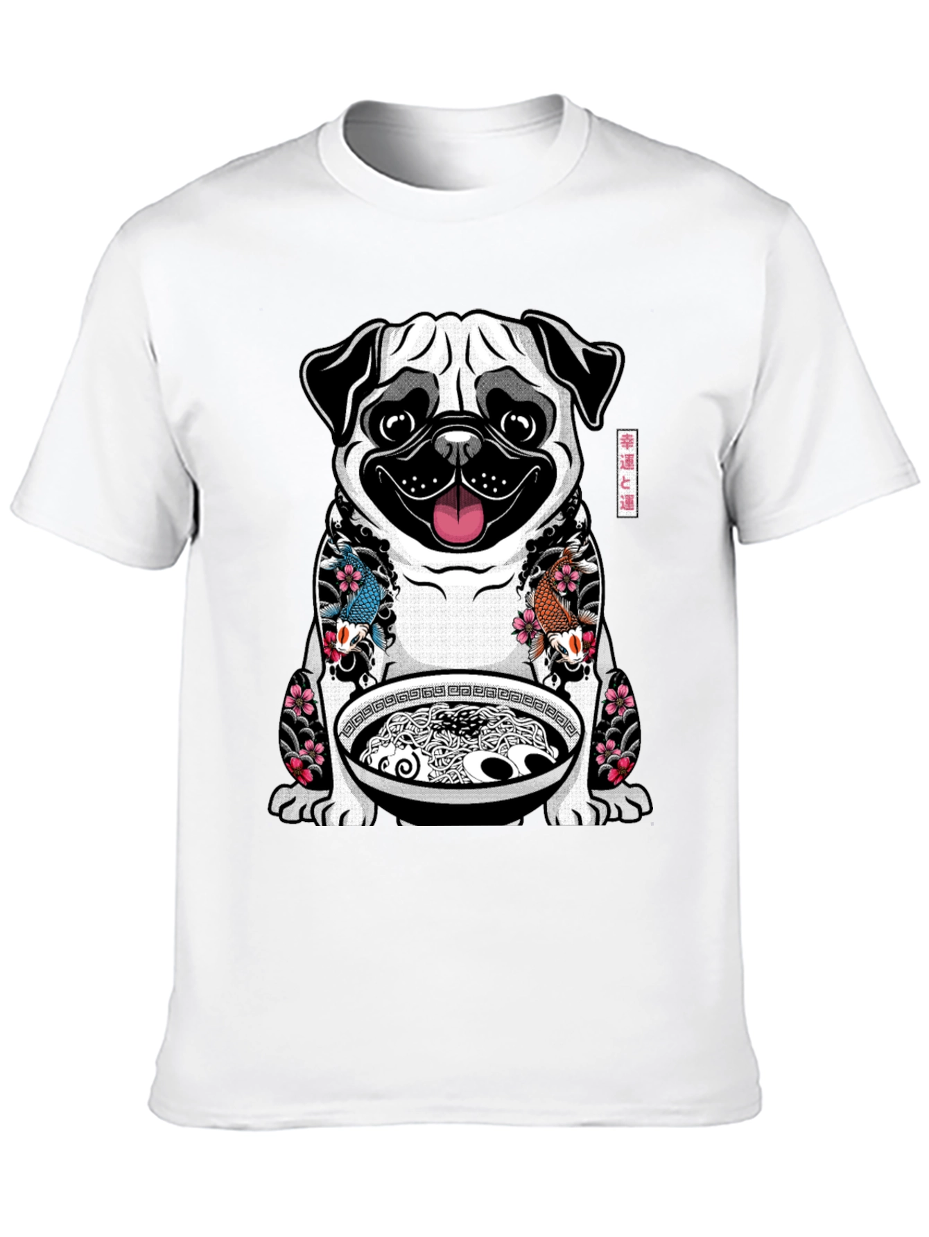 Black Ramen Pug Graphic T-Shirt - Unique Design view 10