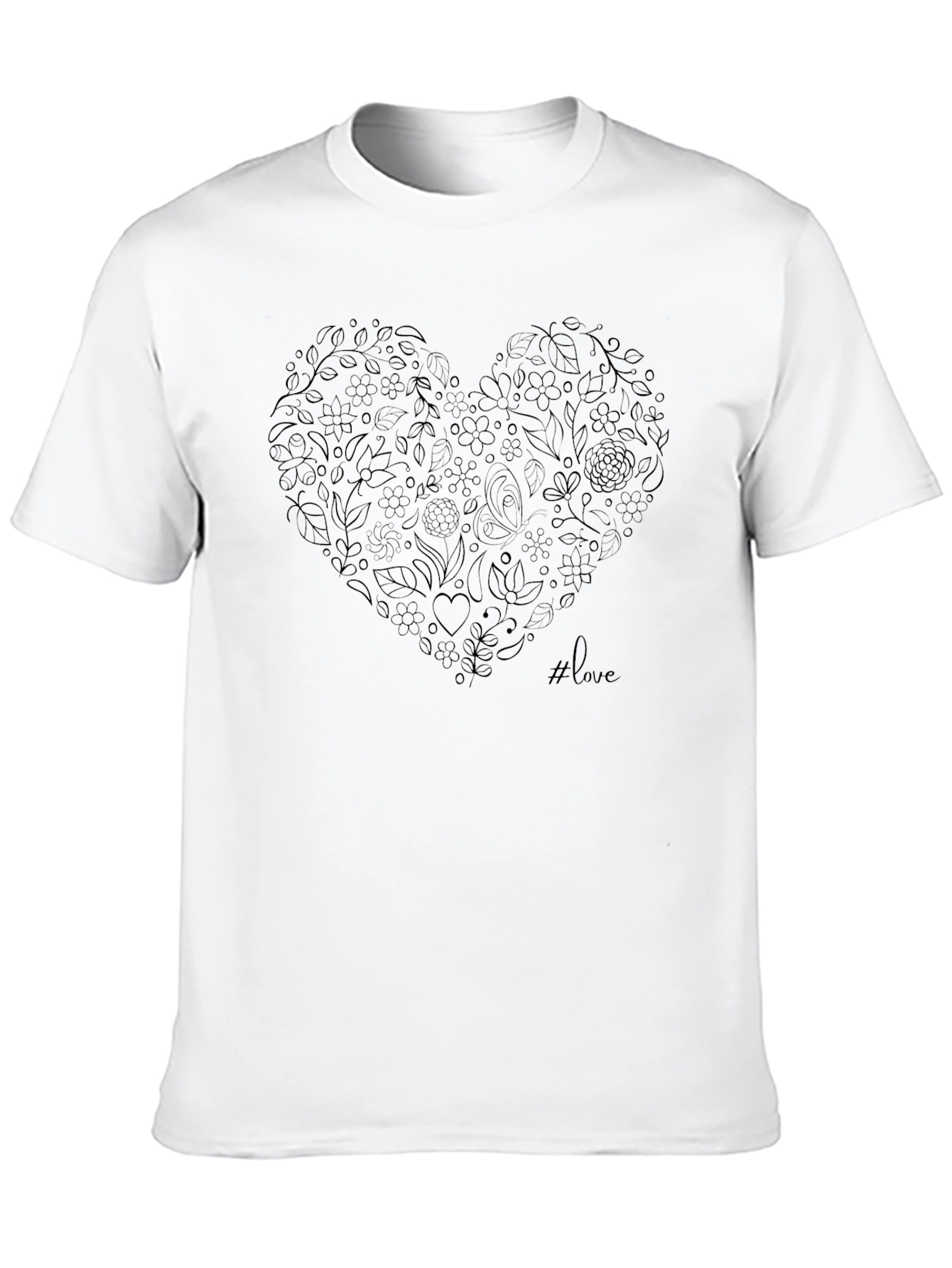 Black Floral Heart Love Graphic Tee - Black view 10