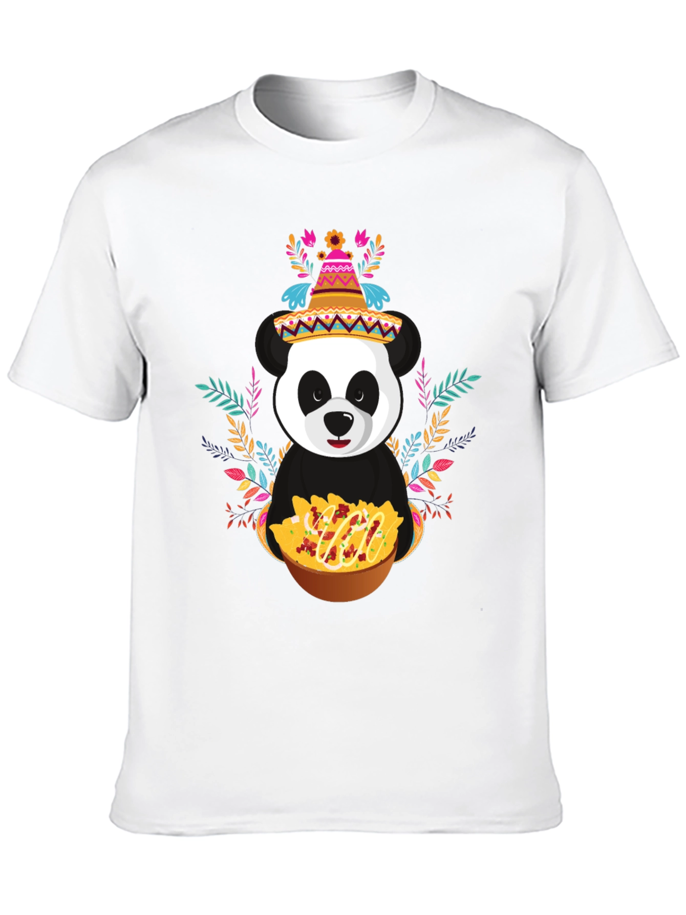 Black Panda Fiesta T-Shirt - Nachos, Sombrero, Colorful view 10