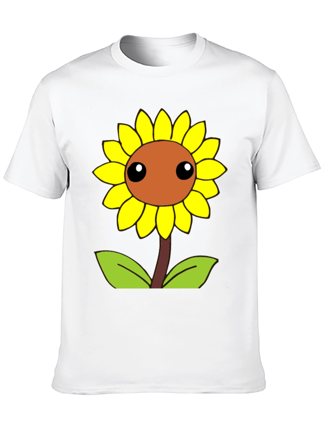 Black Cute Cartoon Sunflower Graphic Black T-Shirt view 10