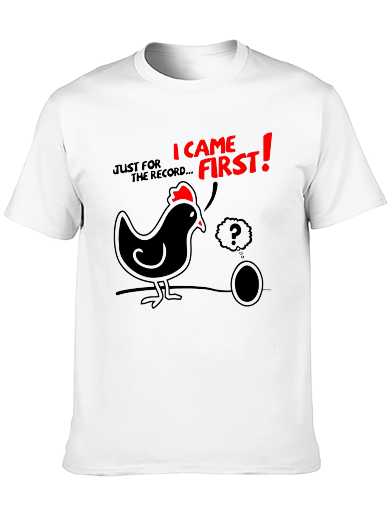 Black Funny Chicken & Egg T-Shirt - Who Came First? view 10