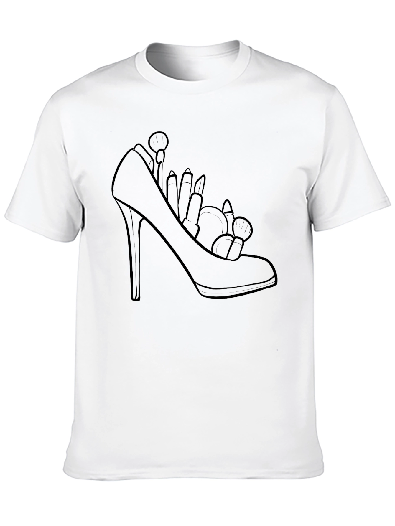Black High Heel Shoe Makeup T-Shirt view 10