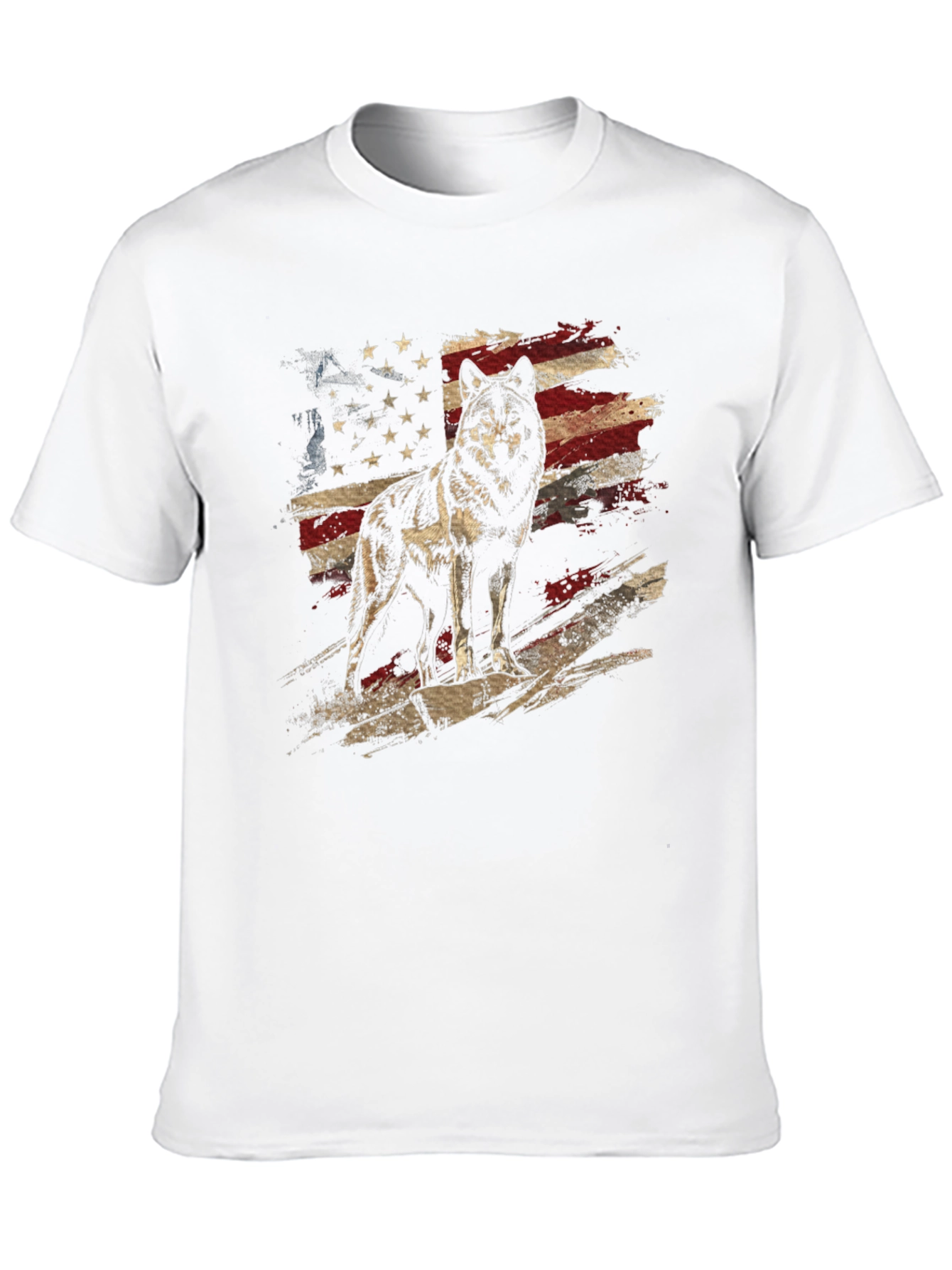 Black Wolf American Flag Graphic Tee - Patriotic Style view 10