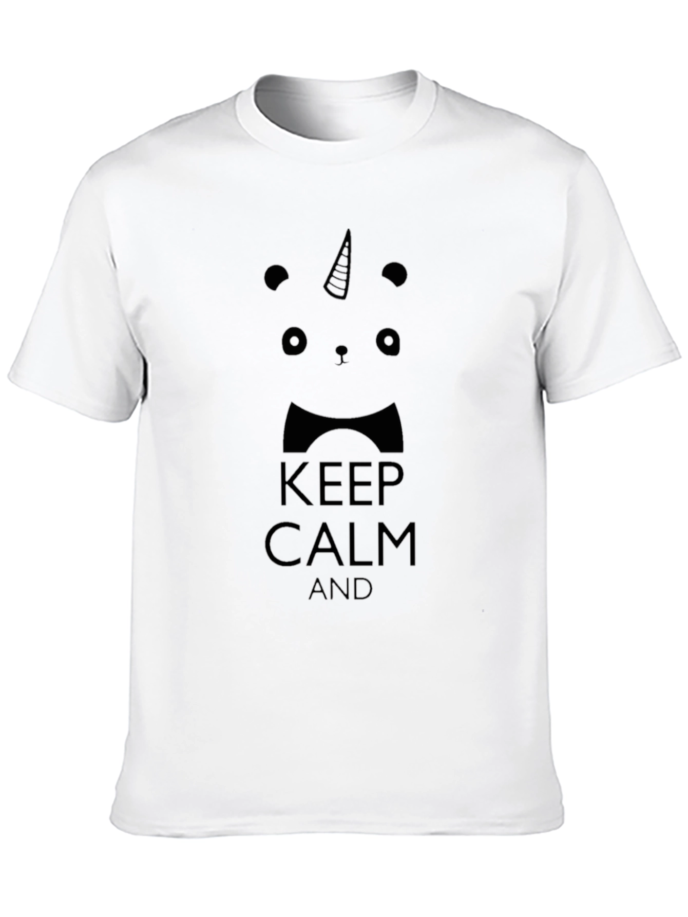 Black Keep Calm Panda Unicorn Black T-Shirt view 10