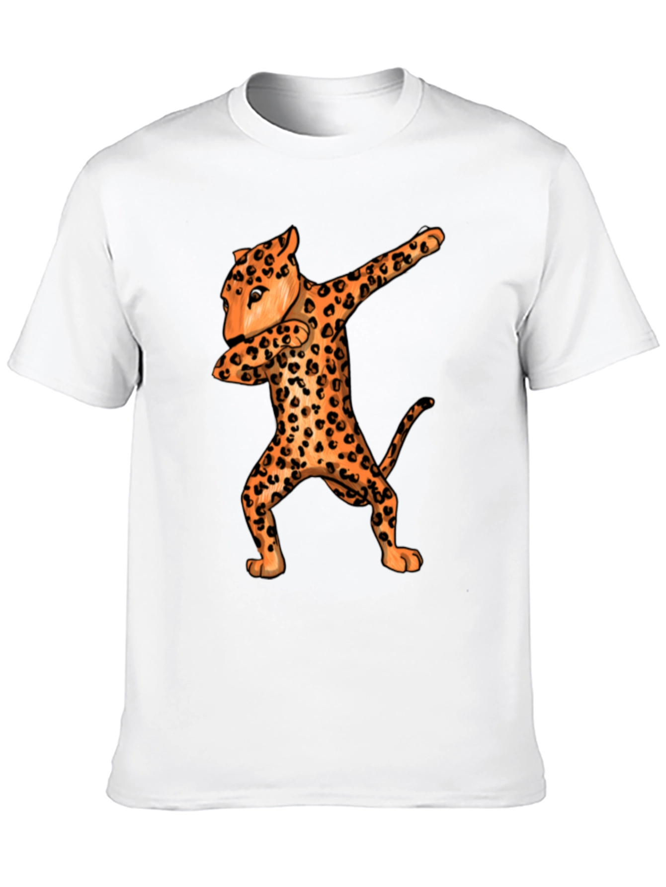 Black Dabbing Leopard Graphic Tee - Black Crew Neck view 10